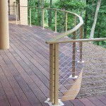 outdoor wood deck with steel cable railing fence